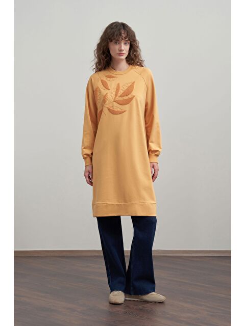 ALLDAY Kirli Sarı-Pamuklu Yaprak Desenli Tunik - S000505475-20072