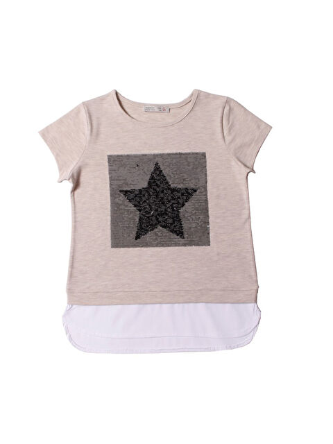 Toontoykids Kız Çocuk Pullu Yıldız Nakışlı Tişört - S000255963-1358