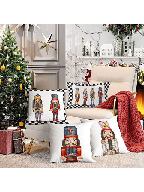 Evmila 4 lü Yılbaşı Temalı Kadife Kırlent Kılıfı 43x43 cm - S000285248-23173