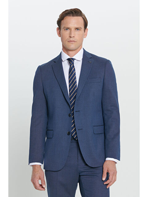 Altınyıldız Classics Erkek Lacivert Regular Fit Geniş Kesim Mono Yaka Desenli Takım Elbise - S000402895-21164