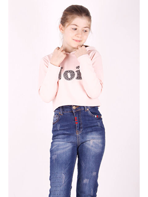 Toontoykids Kız Çocuk Taş İşlemeli Kapüşonlu Sweatshirt - S000421740-7152