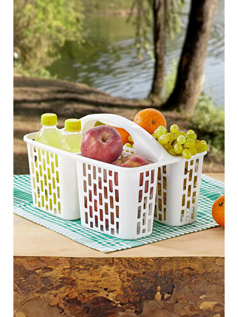 Porsima 8114 ORG-51 3 Bölmeli Düzenleyici Sepet - Çok Amaçlı Organizer - Beyaz - S000293672-20063