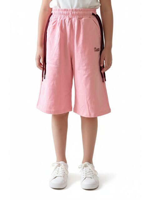 Toontoykids Kız Çocuk Bol Paça Beli Lastikli Nakışlı Kapri & Bağlamalı 25001