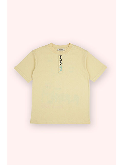 Panço Erkek Çocuk Baskılı Detaylı T-Shirt Sarı - S000393773-20072