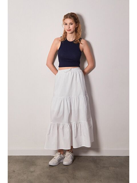 Fullamoda Terikoton Kumaş Fırfırlı Etek - S000350574-20063