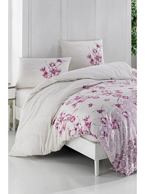 Çeyiz Diyarı Taç Kristal Lida Light Collection Çift Kişilik Nevresim Takımı Lila - S000493135-17878