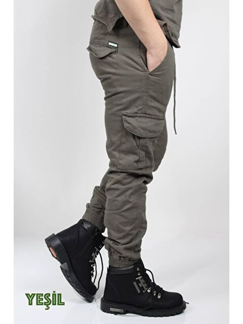 Oksit 1569 Beli ve Paçası Lastikli Likralı Erkek Kargo Pantolon - S000124637-18194