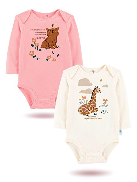 Mahfel 2'Li Baskılı Uzun Kollu Unisex Bebek Çıtçıtlı Body - S000167684-5404