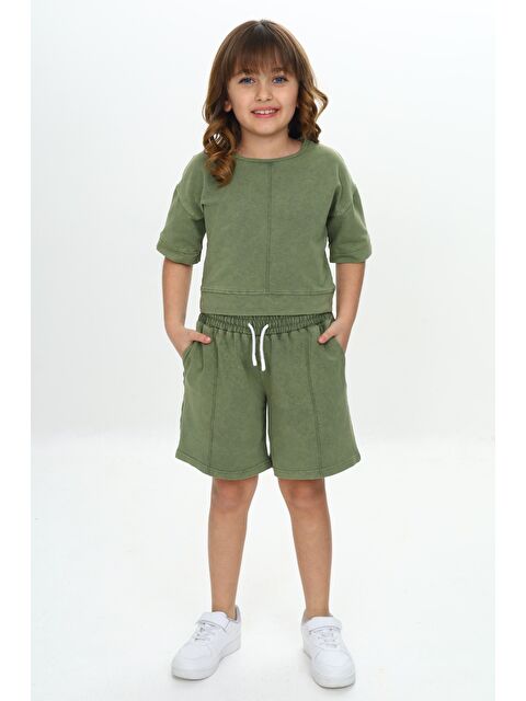 Toontoykids Kız Çocuk Yıkamalı Crop Şortlu Takım - S000393424-18194