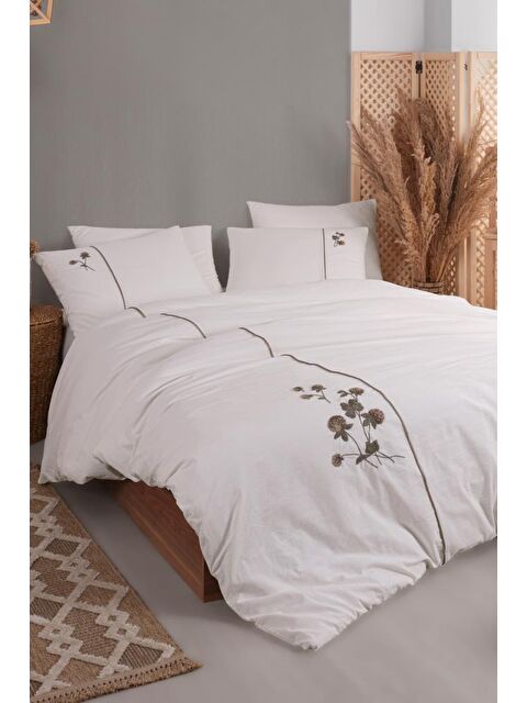 Çeyiz Diyarı Vera 6 Parça %100 Pamuk Çift Kişilik Nevresim Takımı Vizon - S000493168-26429