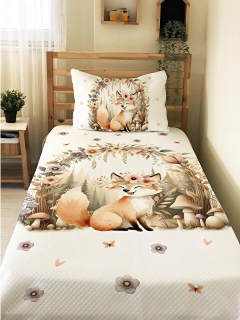 Evmila Sevimli Tilki Desenli Çocuk Tek Kişilik Pike Takımı 160x220 cm - S000164135-23173
