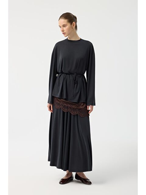 Kadriye Baştürk Modal Cupra Etek Takım Siyah