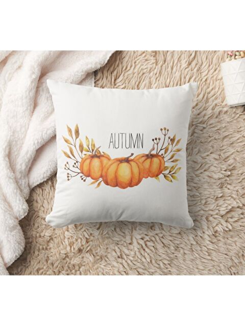 Evmila Sonbahar Temalı 43x43 Kadife Kırlent Kılıfı - S000285821-23173