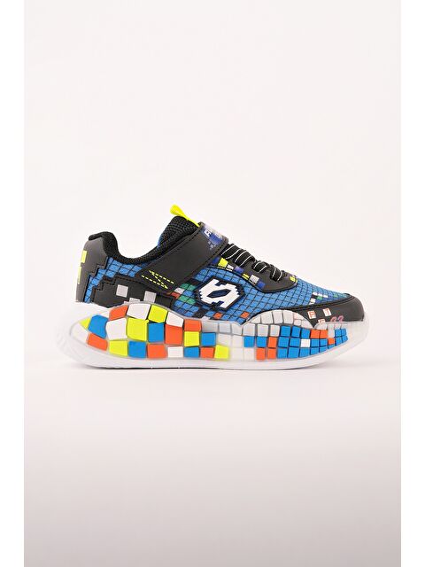 Muggo BLOCK Renkli Blok Tabanlı Cırtlı ve Bağcıklı Çocuk Sneaker Spor Ayakkabı