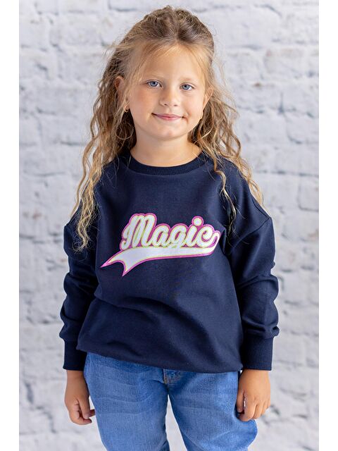 ZEYLAND Kız Çocuk Sim Baskılı Basic Sweatshirt - Lacivert - S000367108-21164