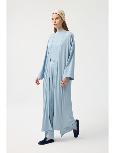 Kadriye Baştürk Modal Cupra Pantolon Bluz Abaya Takım Mavi