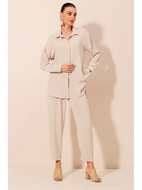 Bigdart 6593 Oversize İkili Takım - Krem