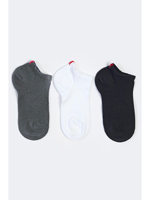 Katia And Bony Run 3 Lü Erkek Basic Patik Çorap Siyah/Beyaz/Gri - S000140778-37555