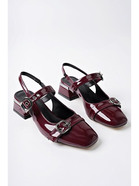 Muggo YUQİ Arkası Açık Küt Burun Çift Kemerli Kadın Günlük Klasik Kısa Topuklu Ayakkabı - S000352441-19951