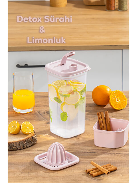 Porsima 06-1109 Sızdırmaz Kapaklı Detoks Sürahi-matara & Limonluk -Şerbetlik -Şeffaf 1 ,5 L-pudra - S000293676-20020