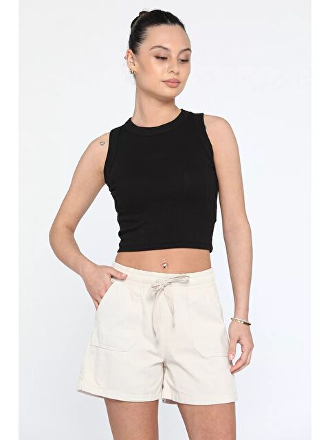 Gülseli Kadın Bel Lastikli Cepli Şort - S000300477-25636