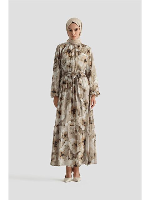ARMİNE Desenli Elbise 25Yd4018 Kahverengi - S000402709-19413