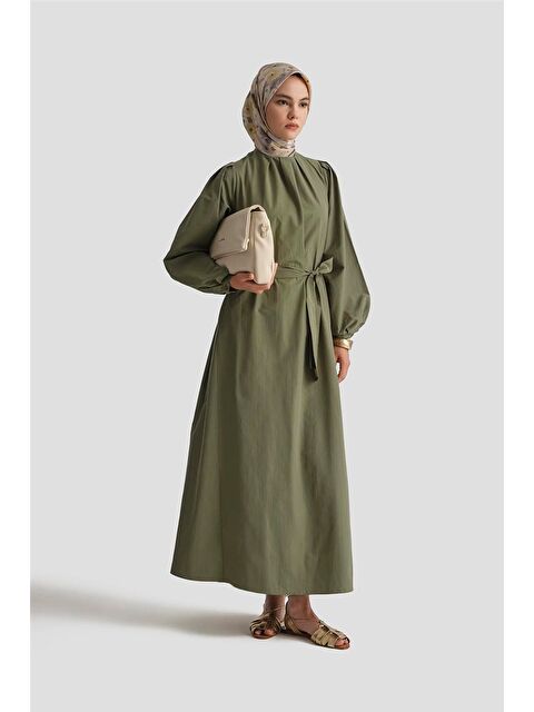 ARMİNE Pile Detaylı Pamuk Elbise 25Y9024 Haki - S000407522-18547