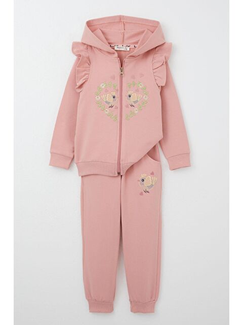 Breeze Kız Bebek Eşofman Takım Çiçek & Kuş Nakışlı Gülkurusu (1.5-2 Yaş) - S000332564-20028