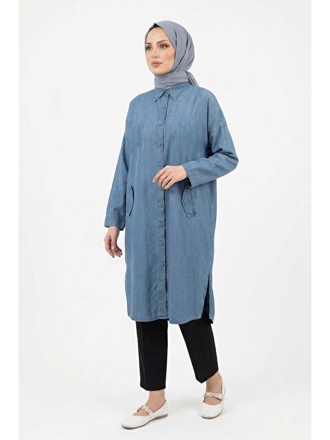 Remsa Lyocell Gömlek Uzun Tunik 7509 Denim