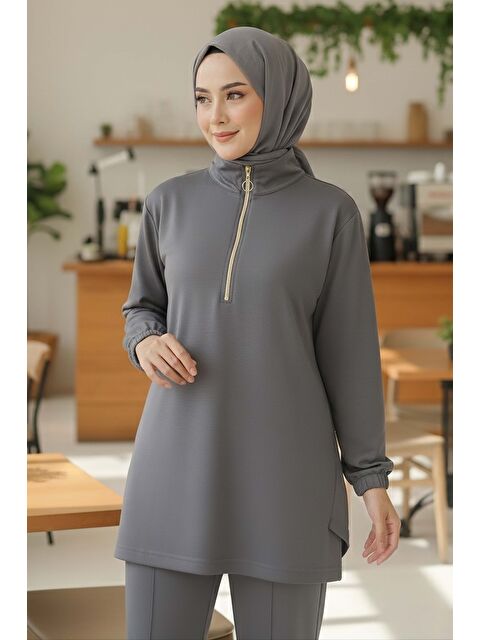 Tofisa Fermuarlı Modal İkili Takım Füme - 1013-FUME - S000488866-33408