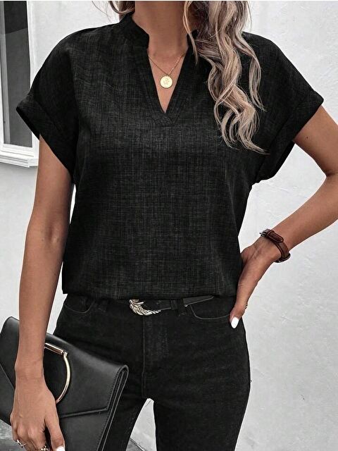 Jane's Kadın Kısa Kollu Hakim Yaka Sofya Bluz