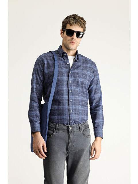 Kiğılı Uzun Kol Slim Fit Dar Kesim Oduncu Ekose Pamuklu Gömlek - S000405850-17234