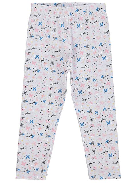 Civil Girls Kelebek Desenli 2-5 Yaş Tayt - Kırık Beyaz