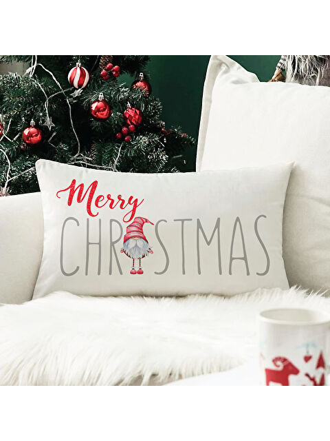 Evmila Yılbaşı Temalı Desenli Kadife Kırlent Kılıfı 35x55 cm - S000285256-23173