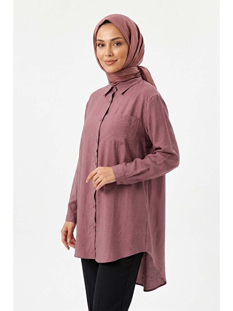 Remsa Lyocell Gömlek Tunik 4373 Mürdüm