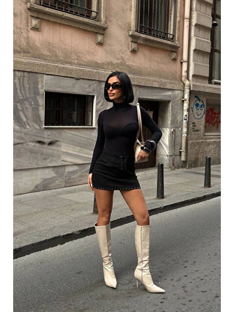 eka Kadın Siyah Süet Etek 1026-1773