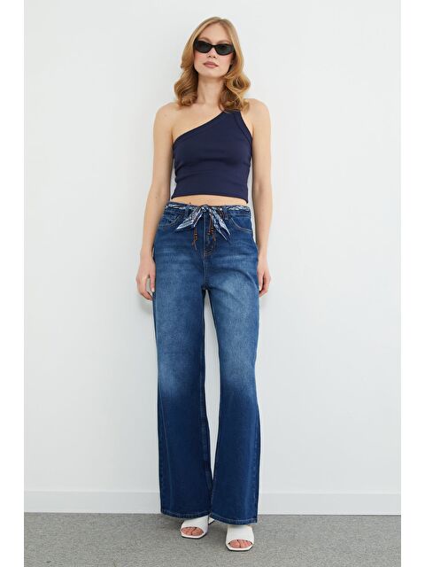 Fullamoda Kemer Detaylı Yüksek Bel Jean