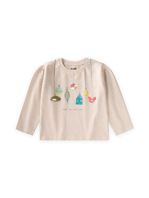 CİGİT Otantik Baskılı Mevsimlik T-Shırt 1-7 Yaş Bej - S000515098-19928