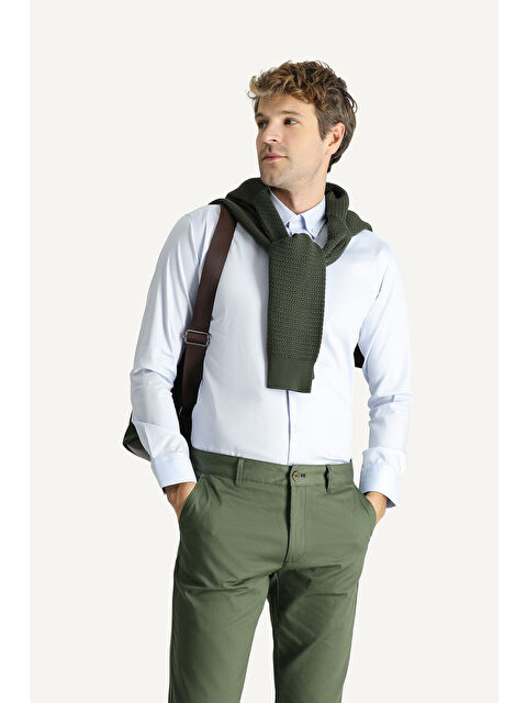 Kiğılı Uzun Kol Slim Fit Dar Kesim Non Iron Oxford Pamuklu Gömlek
