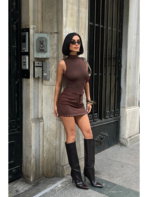 eka Kadın Kahve Süet Etek 1026-1773