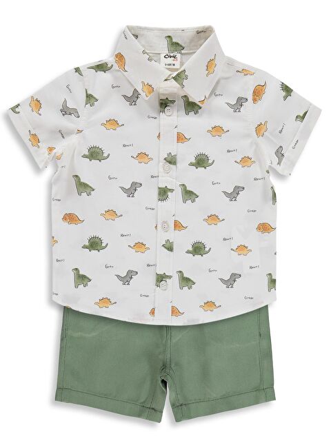 Civil Baby Dinozor Baskılı 6-18 Ay Takım - Haki