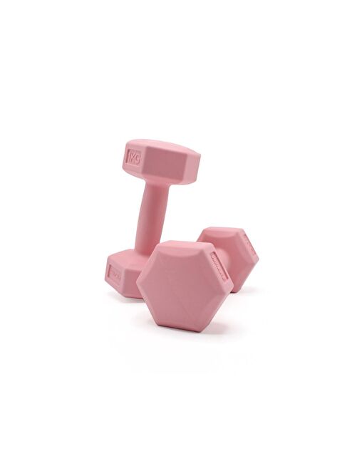 WALKE 1 Kg x 2 Adet Köşeli Fuşya Plastik Dambıl Ağırlık Seti - S000504731-18686
