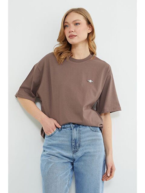 Fullamoda Metal Aksesuarlı Bisiklet Yaka Salaş Tişört