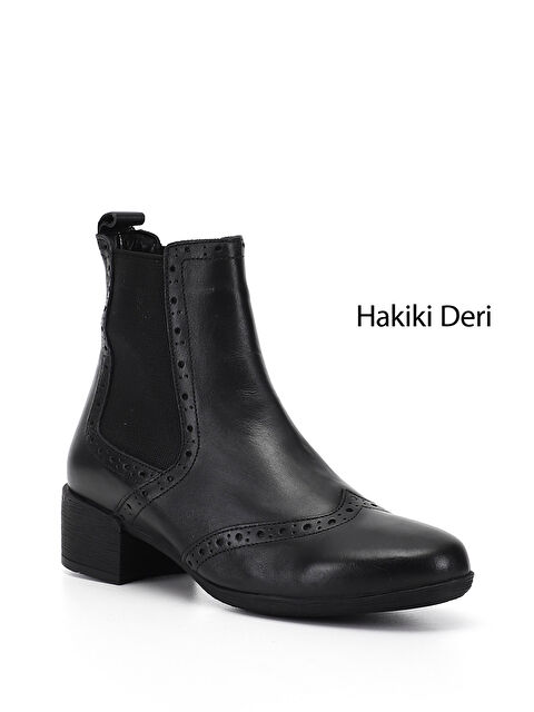 GÖNDERİ(R) Kadın SİYAH Kalın Topuklu Hakiki Deri Chelsea Bot - S000503371-19351