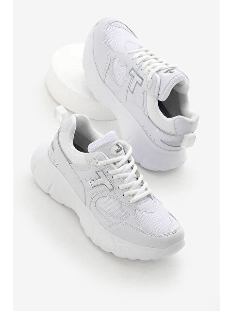 TONNY BLACK Unisex Beyaz Yüksek Faylon Taban Nefes Alabilen Kumaş Bağcıklı Spor Ayakkabı - S000493855-21165