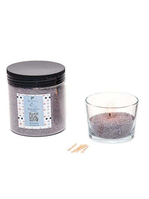 Missi Oud Vanilya Kokulu Gri Yaratıcı İnci Tozu Mum (30 adet fitil ile birlikte)-250 gr - S000335000-20600