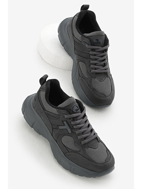 TONNY BLACK Unisex Füme Yüksek Faylon Taban Nefes Alabilen Kumaş Bağcıklı Spor Ayakkabı - S000493855-33408