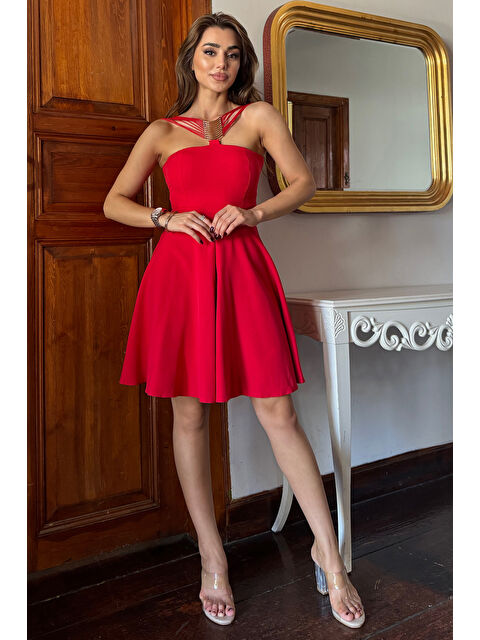 Gülseli Metal Tokalı Kloş Abiye Elbise - S000299366-20045