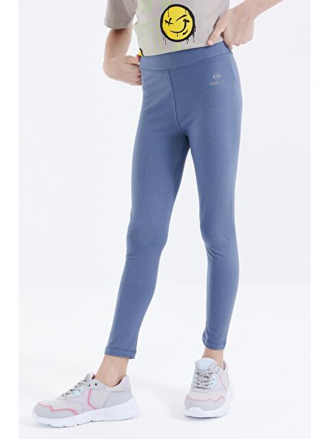 Tommylife Petrol Yüksek Bel Dar Paça Kız Çocuk Tayt  - 75047 - S000232375-20019