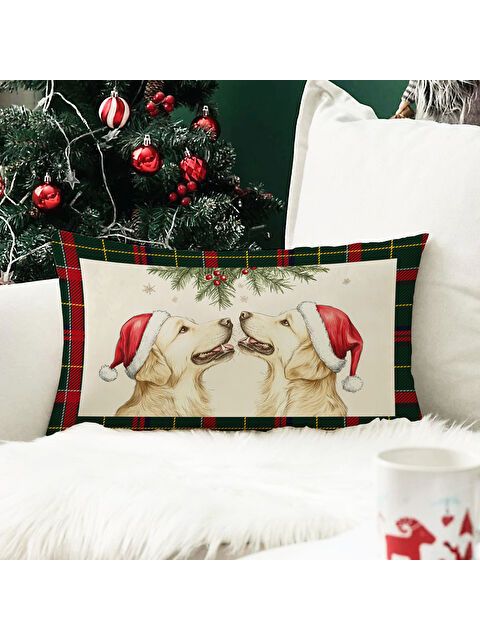 Evmila Yılbaşı Temalı 35x55 Fermuarlı Kadife Kırlent Kılıfı - S000291159-23173